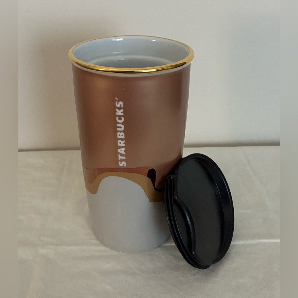 Like New Starbucks Abstract Color Wave Ceramic Tumbler, Double-Walled; 12oz